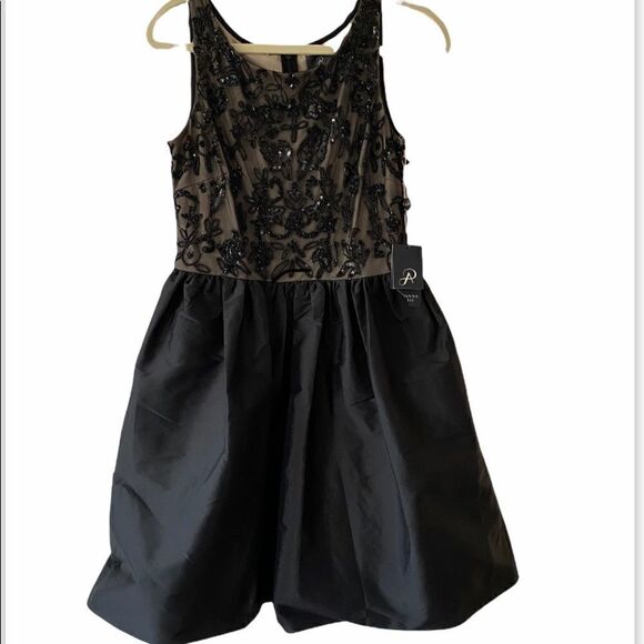 Adrianna Papell Black Beaded Bodice Mini Dress 6 - Picture 1 of 15
